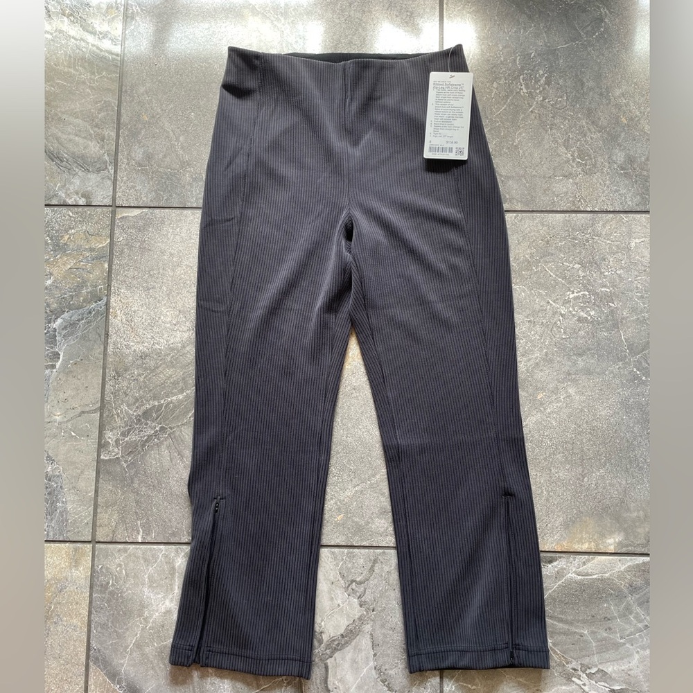 Lululemon NWT Dark Purple Ribbed High-Waisted Leggings